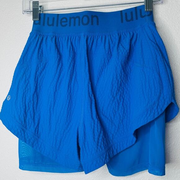 Lululemon Blue Crinkle High Rise Shorts Size 4 Women's Lined Athletic - Picture 7 of 14
